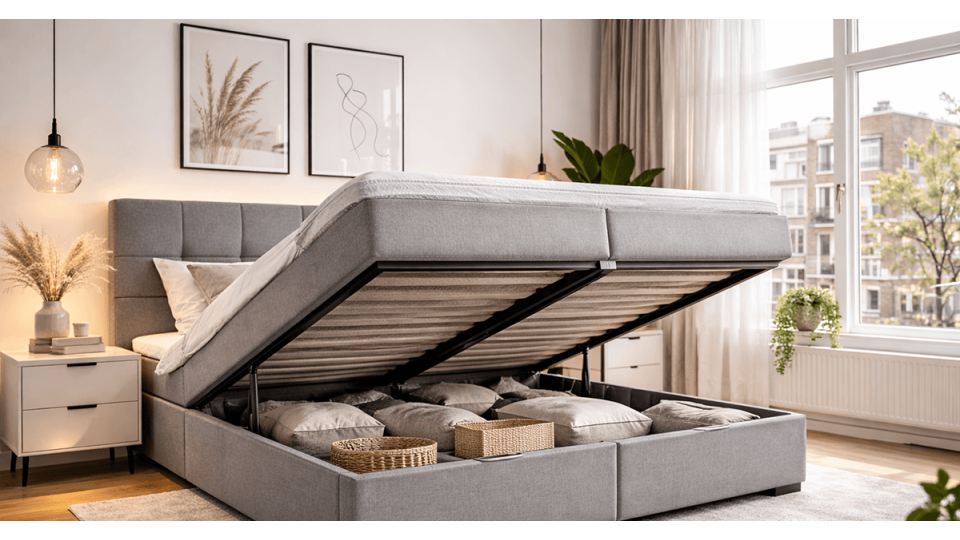 Petra Luxury Storage Boxspring: Dé Combinatie van Opbergruimte, Stijl en Ultiem Slaapcomfort